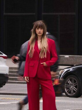 RW&CO Relaxed Fit One Button Linen Red Blazer